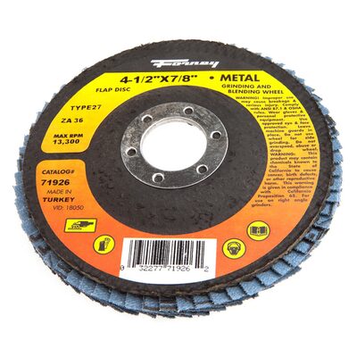 Forney Industries Flap Disc, Type 27, 4-1/2 in x 7/8 in, ZA36