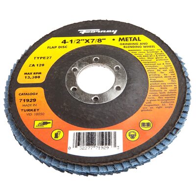 Forney Industries Flap Disc, Type 27, 4-1/2 in x 7/8 in, ZA120
