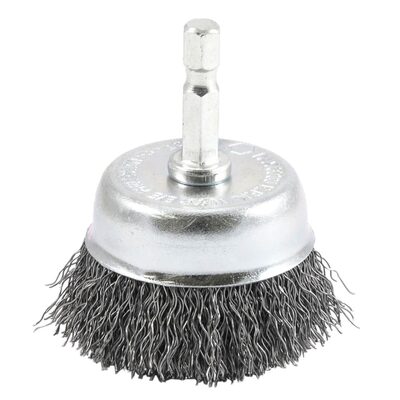 Forney Industries Cup Brush, Crimped, 2 in x .012 in x 1/4 in Hex Shank