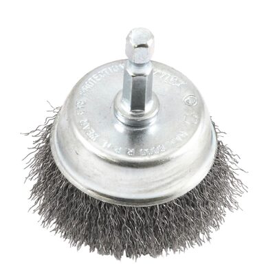 Forney Industries Cup Brush, Crimped, 2 in x .008 in x 1/4 in Hex Shank