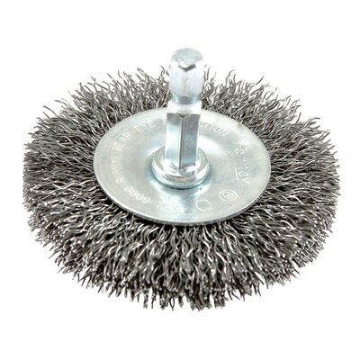 Forney Industries Wire Wheel, Crimped, 2-1/2 in x .012 in x 1/4 in Hex Shank
