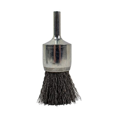 Forney Industries End Brush, Fine Crimped Wire, 1" x .008" x 1/4" Rounded Shank