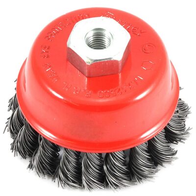 Forney Industries Cup Brush, Knotted, 2-3/4 in x .020 in x M10 x 1.25 Arbor