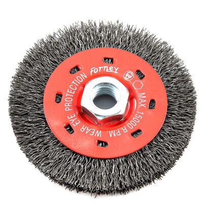 Forney Industries Wire Wheel, Crimped, 4 in x .012 in x 5/8 in-11 Arbor