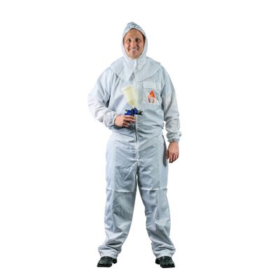High Teck Products PS205W Premium Paint Suit, Medium, White, 2-Way Zipper
