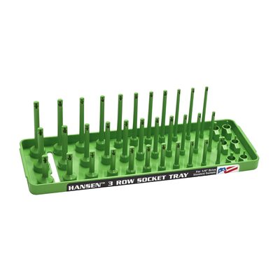 Hansen Global 1/4" SAE 3-Row Socket Tray - Green