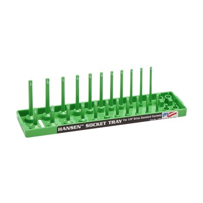 Hansen Global 1/4 Inch Standard 2 Row Regular/Deep Socket Holder Tray - Green
