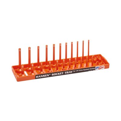 Hansen Global 1/4 Inch Standard 2 Row Regular/Deep Socket Holder Tray - Color Orange