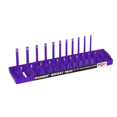 Hansen Global 1/4 Inch Standard 2 Row Regular/Deep Socket Holder Tray - Purple