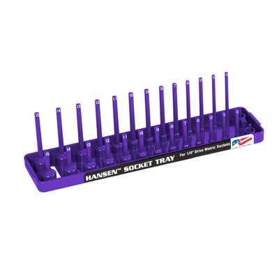Hansen Global 1/4 Inch Metric 2 Row Regular/Deep Socket Holder Tray - Purple