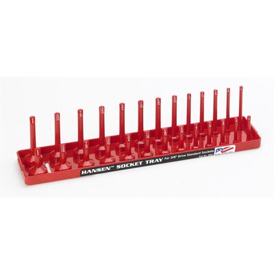 Hansen Global 3/8 Inch Standard 2 Row Regular/Deep Socket Holder Tray - Red
