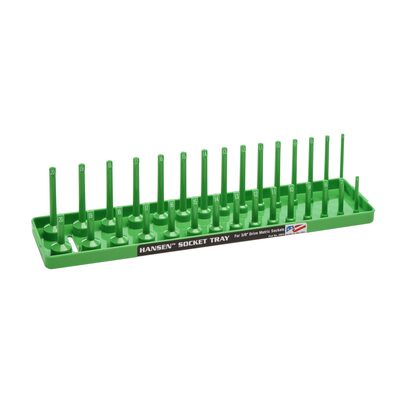 Hansen Global 3/8 Inch Metric 2 Row Regular/Deep Socket Holder Tray - Green