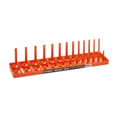 Hansen Global 3/8 Inch Standard 2 Row Regular/Deep Socket Holder Tray - Color Orange