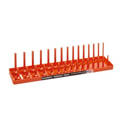 Hansen Global 3/8 Inch Metric 2 Row Regular/Deep Socket Holder Tray - Color Orange