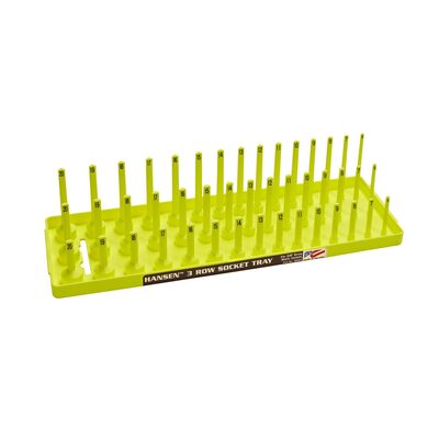 Hansen Global 3/8" Metric 3-Row Socket Tray - Hi-Viz Yellow