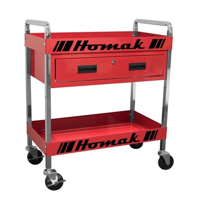 Homak Manufacturing Metal Service Cart-Red 30 in. 1-Drawer
