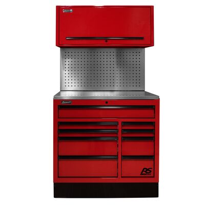 Homak Manufacturing 41 in. Centralized Tool Storage(CTS) Set includes Roller Cabinet,Canopy,Support Beams,Base Guard, Stainless Steel Top, Leg Levelers, and Tool Board Back Splash