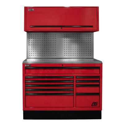 Homak Manufacturing 54 in. CTS Centralized Tool Storage with Toolboard Back Splash Set, Red