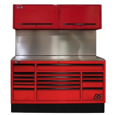 Homak Manufacturing 72 in. CTS Centralized Tool Storage with Solid Back Splash Set, Red