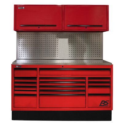 Homak Manufacturing 72 in. CTS Centralized Tool Storage with Tool Board Back Splash Set, Red
