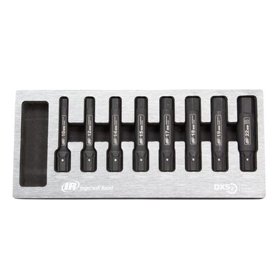 Ingersoll Rand DXS2 Hex Bit Impact Socket Set, Metric, 8 pc