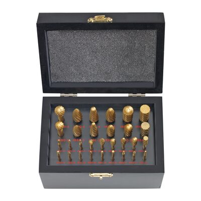 Ingersoll Rand Carbide Grinding Burr Mega Kit, 30-Piece, 1/4" & 1/2" Shank, Various Head Diameters and Shapes with Hard Case