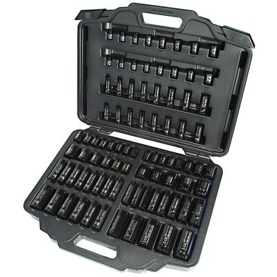 Ingersoll Rand Combination Hex Metric and SAE Standard and Deep Socket Set for 3/8 and 1/2 Inch Drive Impact Wrenches, 86-Piece