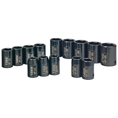 Ingersoll Rand 1/2" Drive Hex Universal Metric Impact Socket Set, 14-Piece