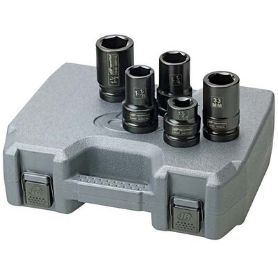 Ingersoll Rand 1" Drive Hex SAE Deep Truck Service Impact Socket Set, 5-Piece