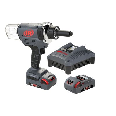 Ingersoll Rand 20V Cordless Blind Rivet Tool 2 Battery Kit, 1" Stroke, 4500lb Pulling Force, 1/4" Rivet Diameter