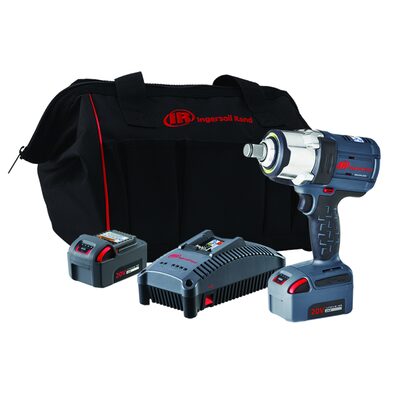 Ingersoll Rand 20V High-torque 3/4" Cordless Impact Wrench Kit, 1500 ft-lbs Nut-busting Torque, 2 Batteries and Charger