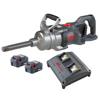 Ingersoll Rand 1 Inch 20V Cordless Impact Wrench 2 Battery Kit, 6 Inch Ext Anvil, 3000 ft-lb Torque, Friction Ring-Thru-hole Retainer, D-Handle