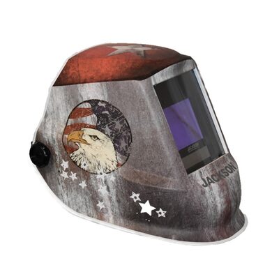 Jackson Safety Welding Helmet - Auto Darkening - Nylon - 3.94" x 2.36" Viewing Area - Shade 4/5-13 Variable ADF 1/1/1/1 - 370 Speed Dial Headgear - Freedom Graphics