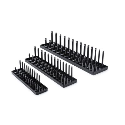 GearWrench 3 Pc. 1/4 Inch, 3/8 Inch & 1/2 Inch Drive Black SAE Socket Storage Tray Set