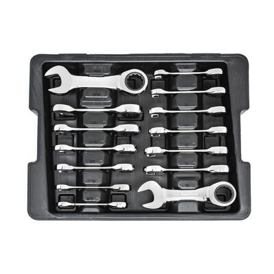GearWrench 14 Piece 72-Tooth 12 Point Stubby Ratcheting SAE/Metric Combination Wrench Set