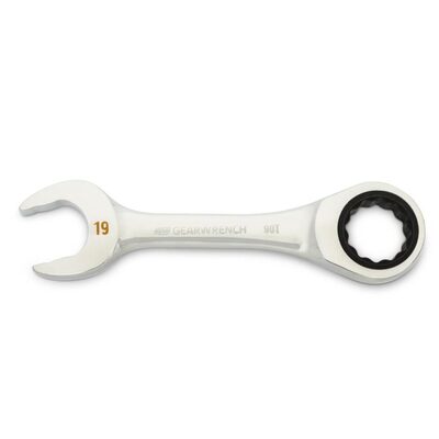 GearWrench 19mm 90-Tooth 12 Point Stubby Combination Ratcheting Wrench
