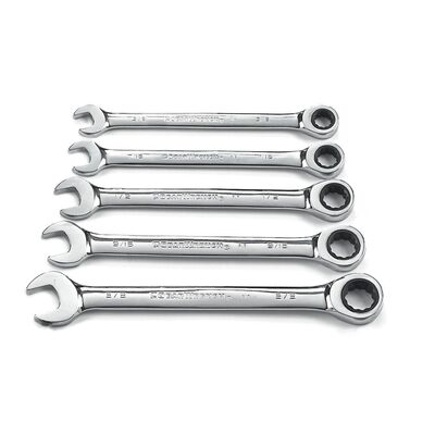 GearWrench 5 Piece 72-Tooth 12 Point Ratcheting Combination SAE Wrench Set