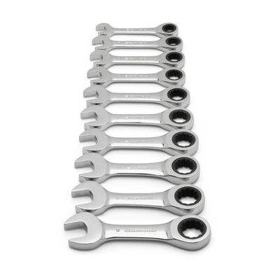 GearWrench 10 Piece 72-Tooth 12 Point Stubby Ratcheting Combination Metric Wrench Set