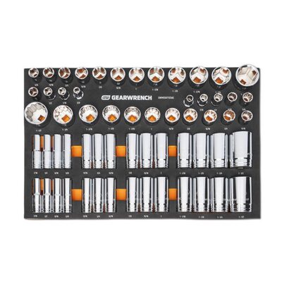 GearWrench 60 Piece 1/2" Drive Master SAE Socket Set in Foam Storage Tray