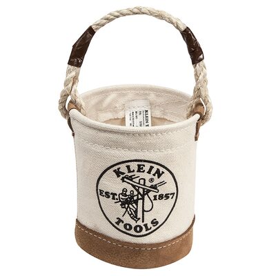 Klein Tools Canvas Bucket, Leather Bottom, Swivel Snap, 12-Inch