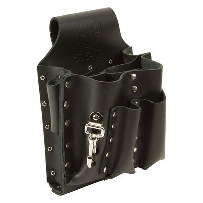Klein Tools Tool Pouch Leather 7-Pockets Tape Thong Tunnel Loop