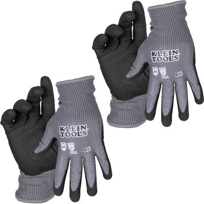 Klein Tools Knit Dipped Gloves, Cut Level A2, Touchscreen, X-Large, 2-Pair