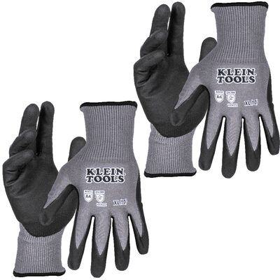 Klein Tools Knit Dipped Gloves, Cut Level A4, Touchscreen, Medium, 2-Pair
