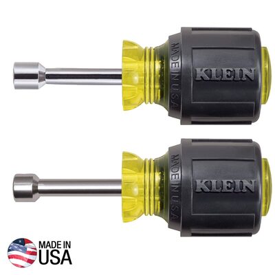 Klein Tools Nut Driver Set, Stubby Nut Drivers with 1-1/2-Inch Shaft, 2-Piece