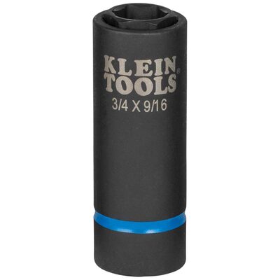 Klein Tools 3-in-1 Slotted Impact Socket, 12-Point, 3/4 and 9/16-Inch