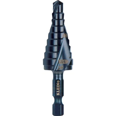 Klein Tools Step Drill Bit, Quick Release, Double Spiral Flute, 1/4 to 3/4-Inch
