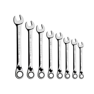 K Tool International Wrench Set 8 Piece SAE 120 Tooth Reversible Combination 5/16-3/4 Inch