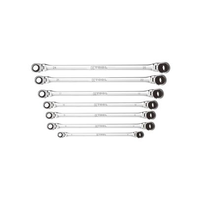 K Tool International Wrench Set 7 Piece Metric Ratcheting Reversible Double Box Universal Spline 90 Tooth (KTIXDDBM4 and KTIXDDBM10)
