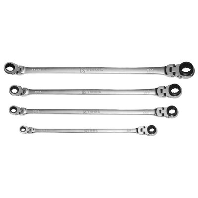 K Tool International Wrench Set 4 Piece Double Box Reversible Ratcheting SAE Universal Spline 90 Tooth