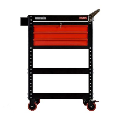 ShopSol Shuter Heavy-Duty Utility Cart with Modular Drawers and 3 Shelves - Red/Black